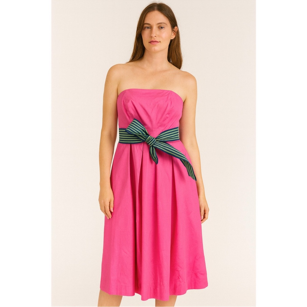 Lilly Pulitzer Pink Strapless darted fit & flare belted waist cotton 10 dress